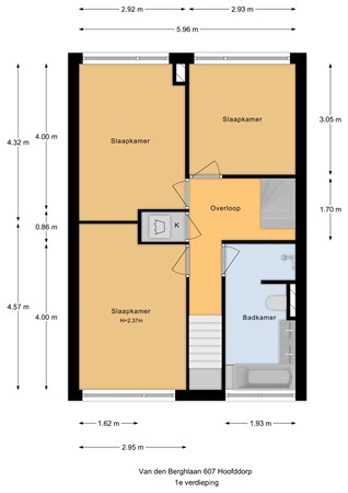 Floorplan - Van den Berghlaan, 2132 AS Hoofddorp